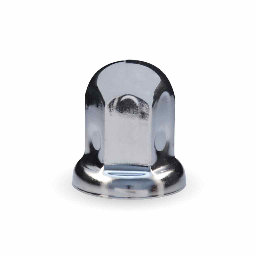 33mm Chrome Push On Lug Nut Covers Plastic Top Hat With Flange For Semi Truck (20-Pack)