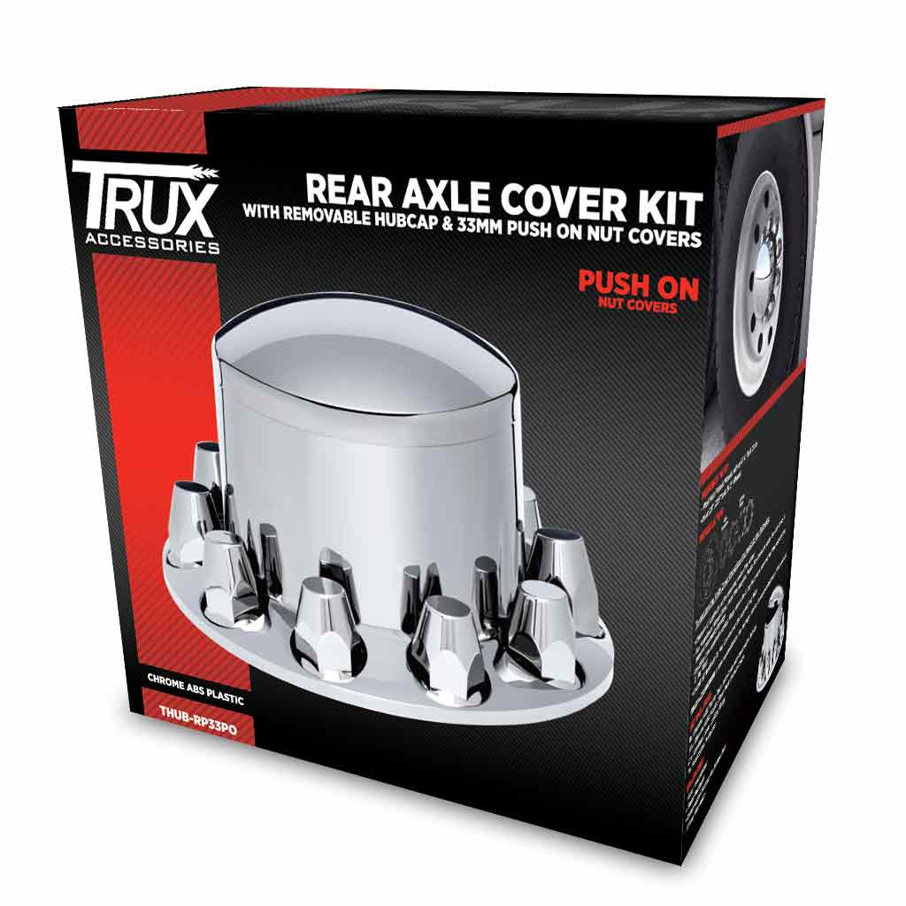 Rear Axle Cover Kit with Removable Hubcap & 33mm Push On Nut